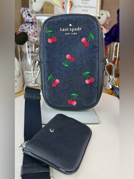 kate spade Handbags - 🇺🇸 kate spade navy denim cherry crossbody with navy pouch